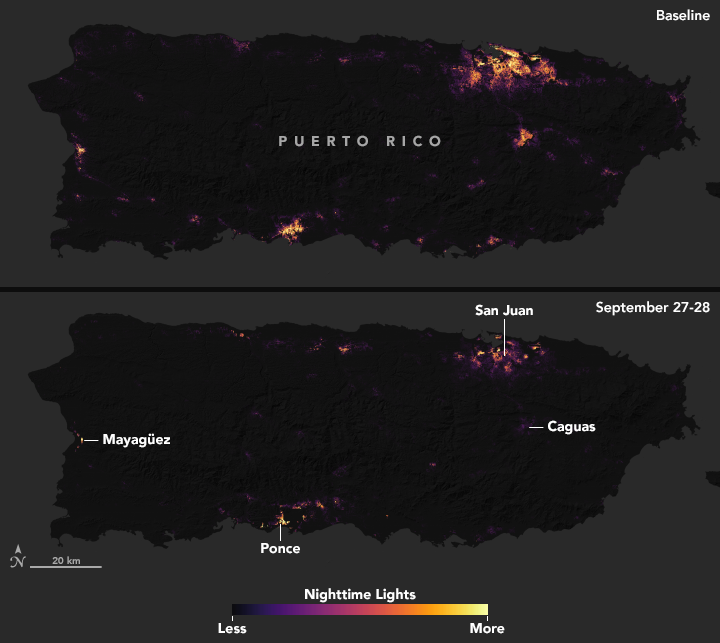 power outage map puerto rico Suomi Npp Sees Power Outages In Puerto Rico From Hurricane Maria Nasa Earth Science Disasters Program power outage map puerto rico