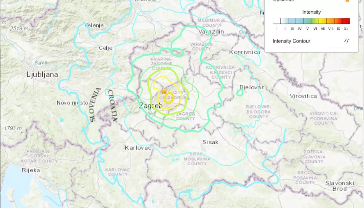 Croatia Earthquake 2020 Map