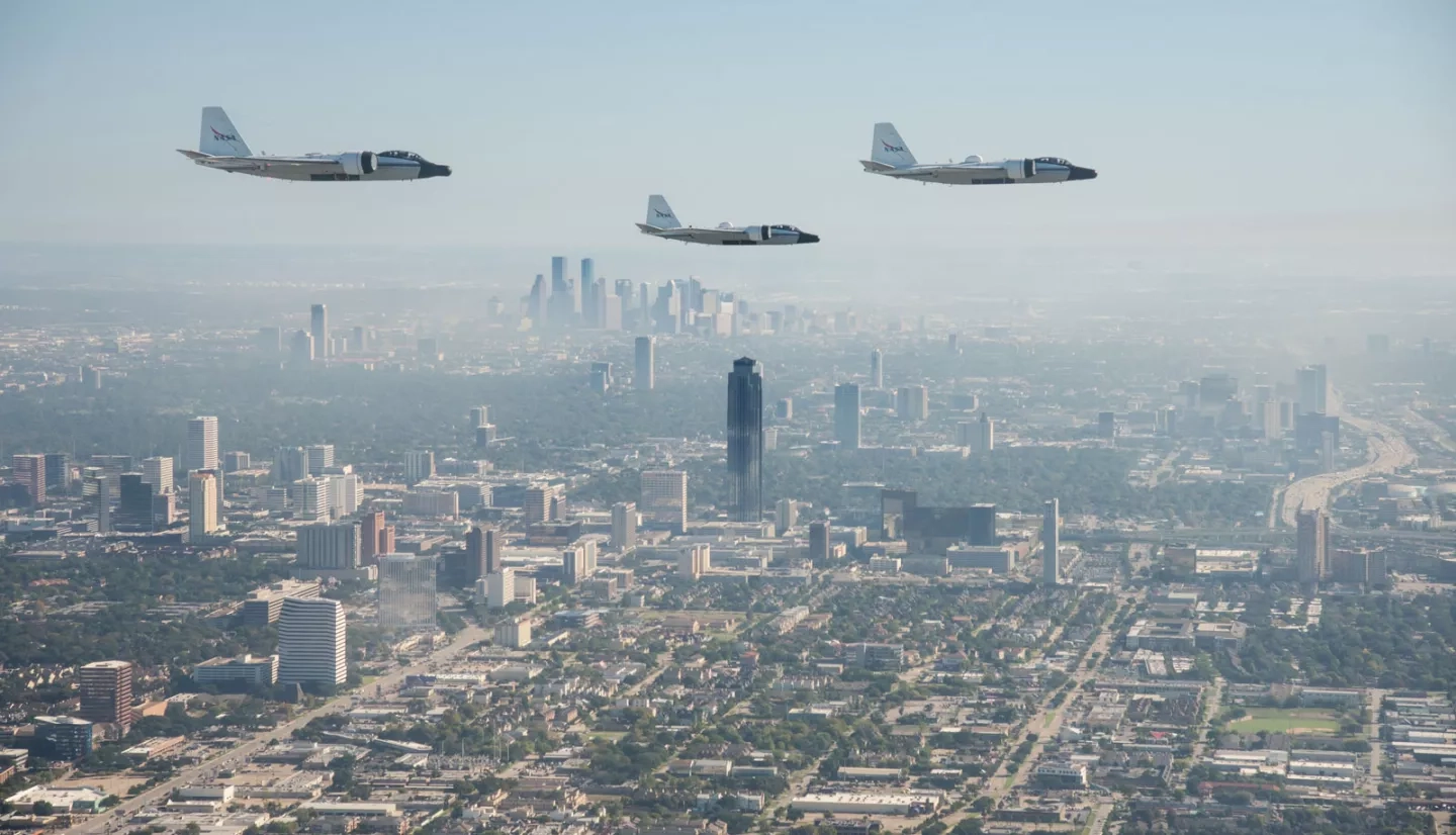 Planes flying over city in Texas