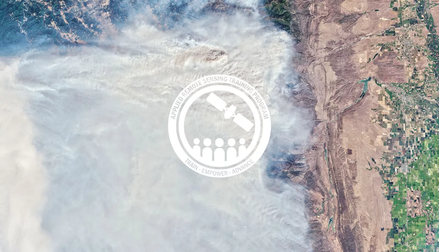 Satellite image of smoke from wildfires.