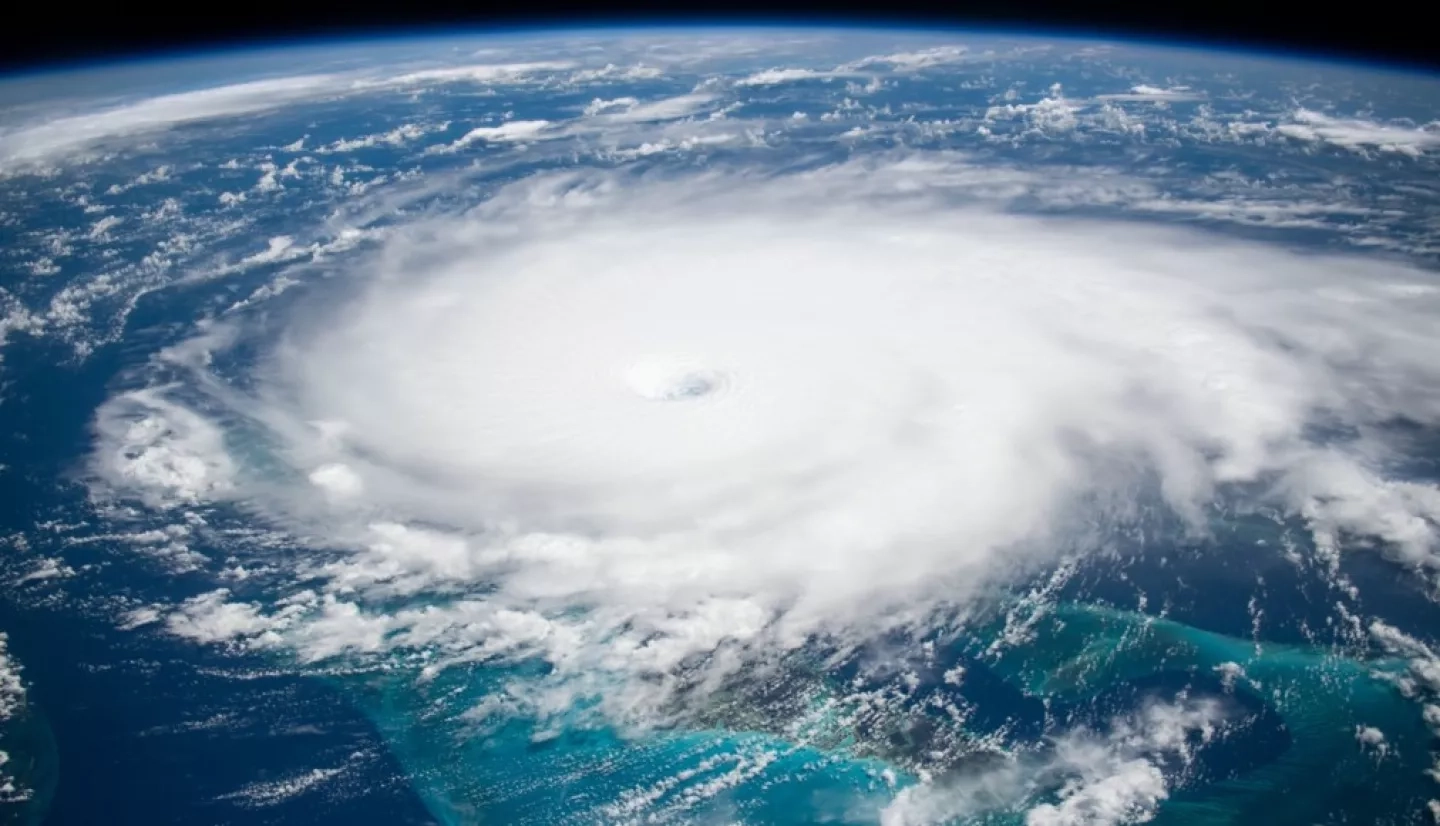 Astronauts onboard the ISS capture an image of Hurricane Dorian moving over the Caribbean on Sep. 1, 2019. Imagery from the ISS can provide decision makers with near real time data to support disaster response and recovery. Credit: NASA, ISS