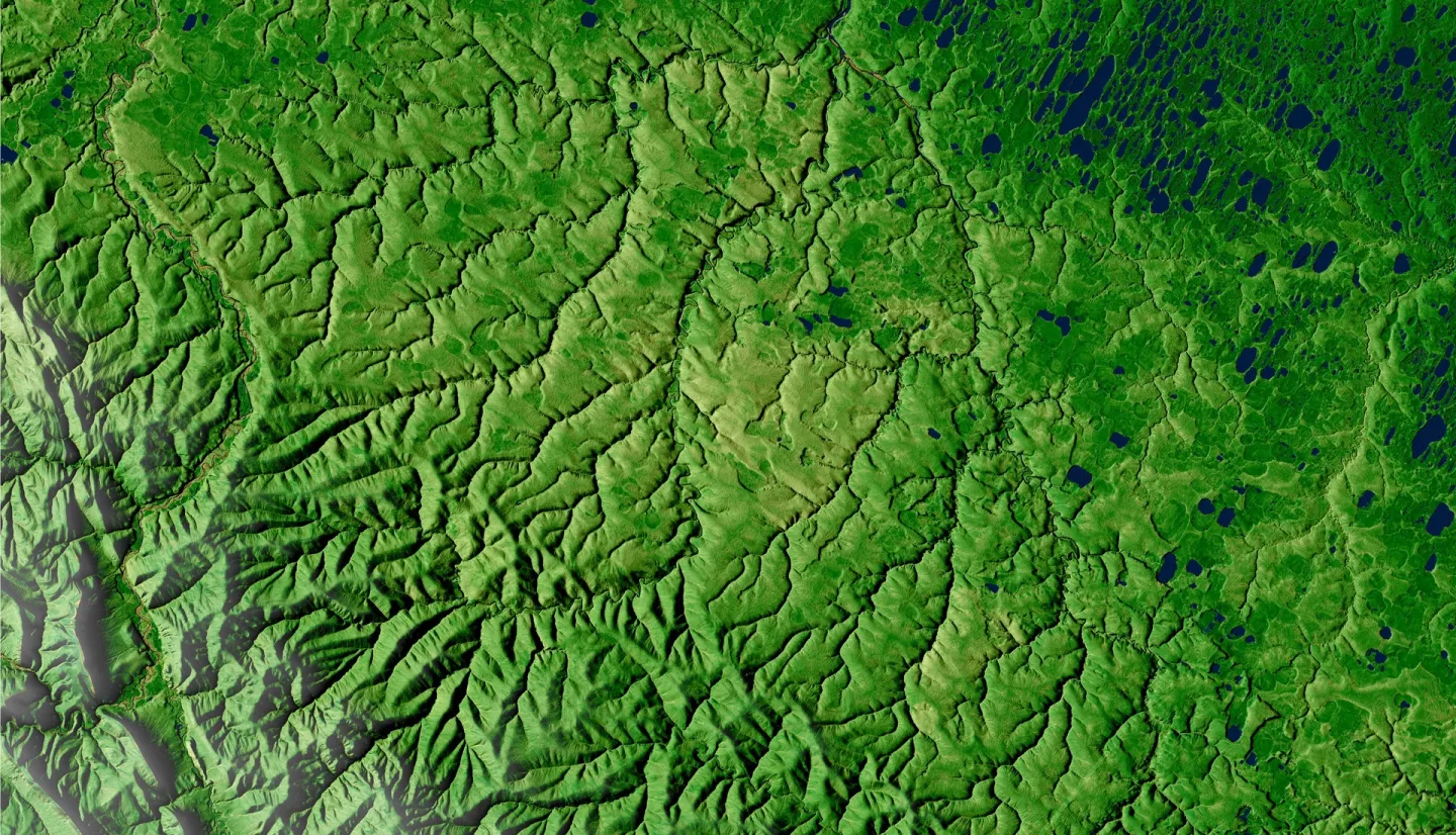 This NDVI maximum composite image of northwestern Alaska was created from a harmonized Landsat 8 OLI, Landsat 9 OLI-2, and Sentinel-2A/B cloudless image series from May to September 2023. The image has been processed to overlay a low to high: soft green-yellow-dark green-brown color scheme to display the varying vegetation in the region represented by different NDVI values. This image can assist in conservation decision-making by highlighting areas with high vegetation availability for caribou.