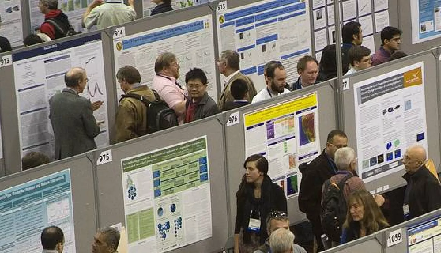 Photo of poster session at AGU