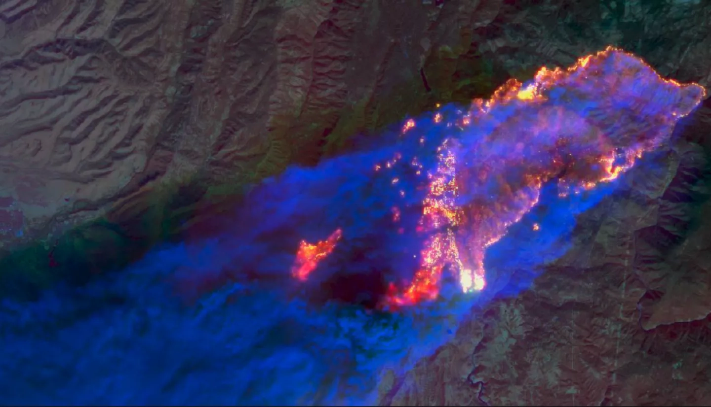 satellite data image of 2018 Camp Fire