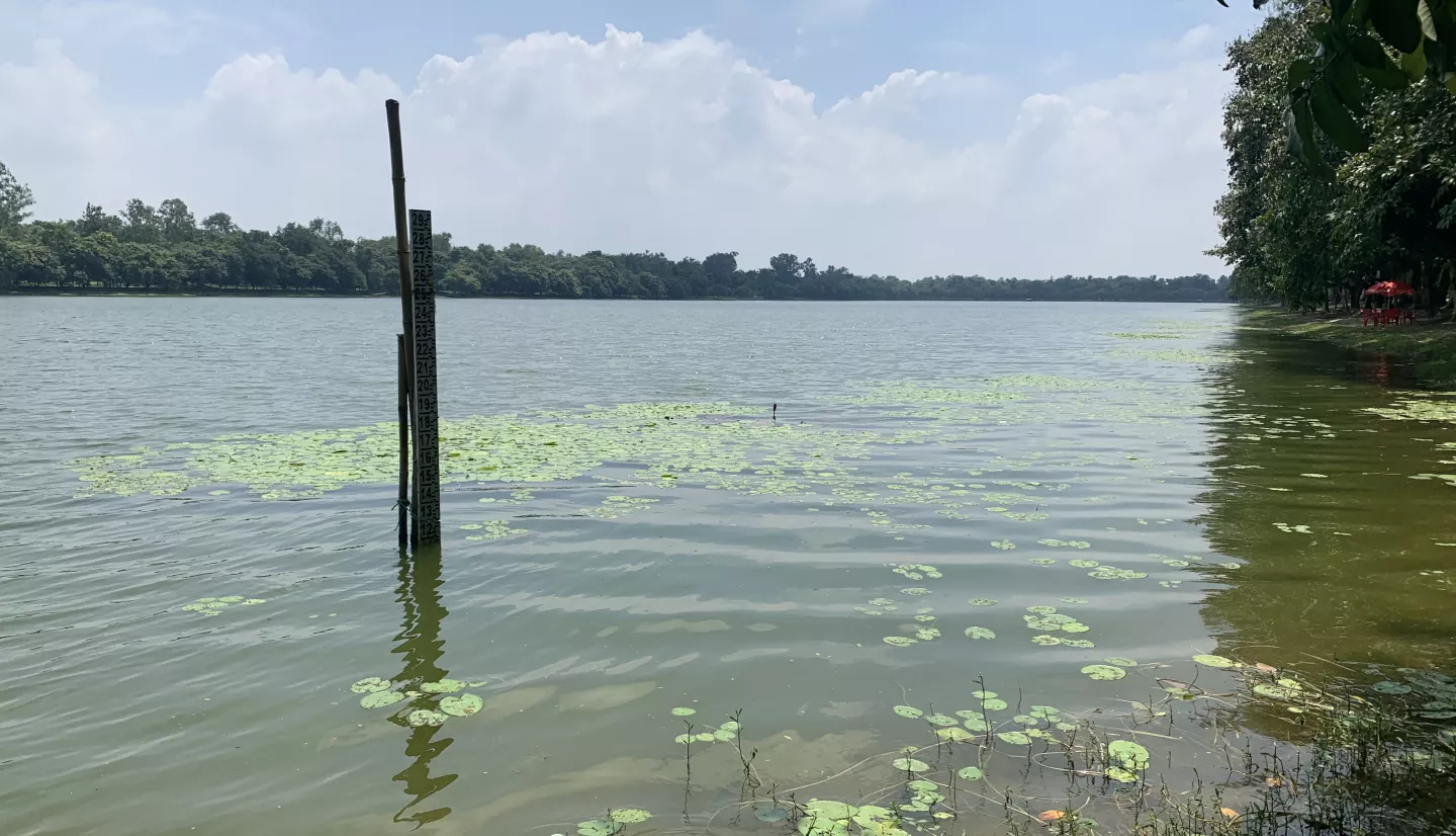 Photo of a gauge in a lake