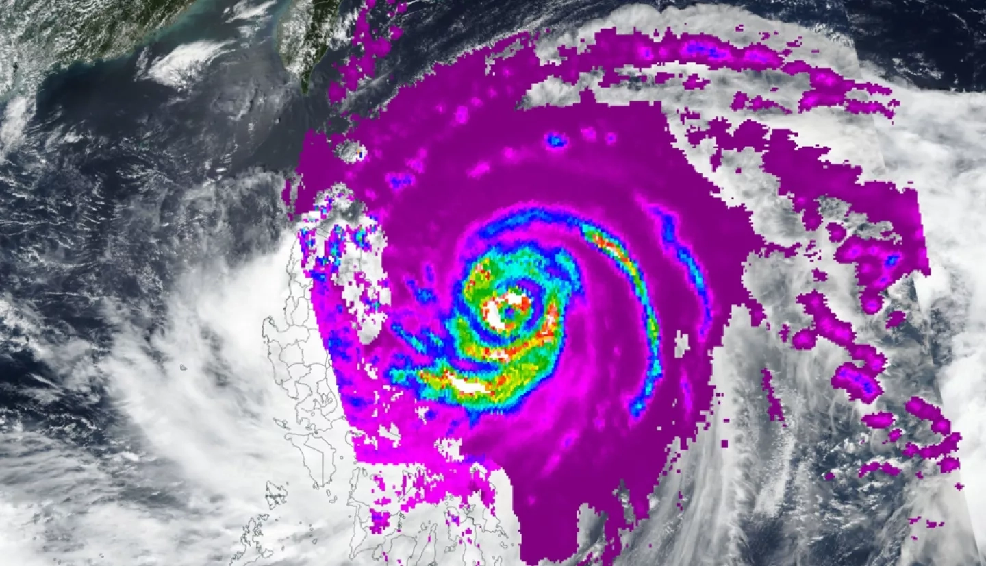 AMSR-2 rainfall data from Typhoon Mangkhut acquired 9/14/18.