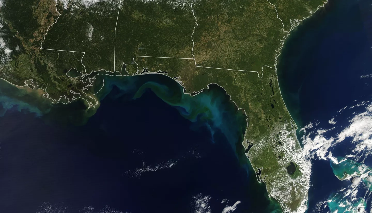 Moderate Resolution Imaging Spectroradiometer (MODIS) captures sediment stirred up by Michael.  