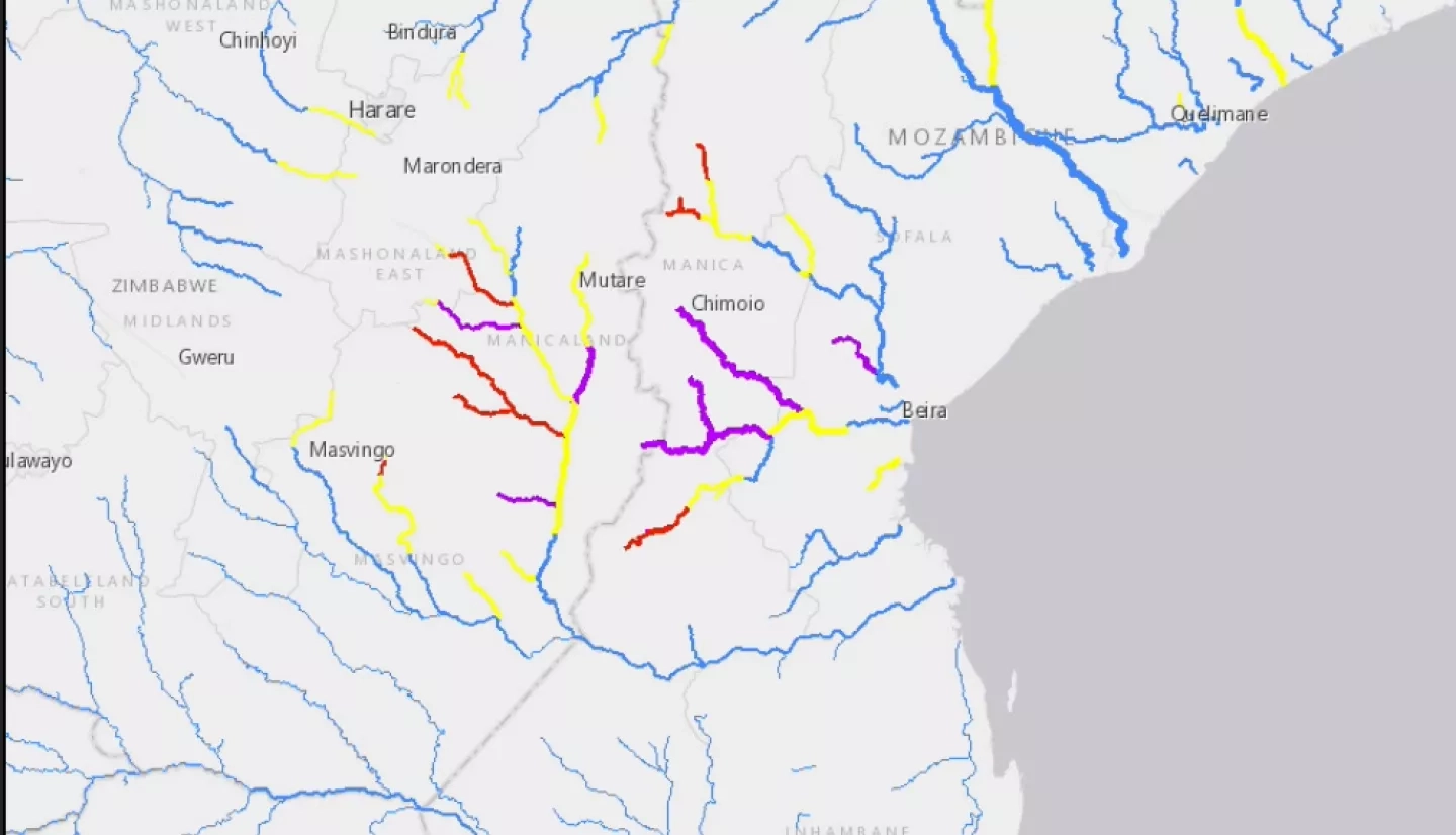 GEOGloWS Global Streamflow Forecasting derived from the European Center for Medium-range Forecasts (ECMWF) beginning March 12th. Image Credit: Jim Nelson / NASA Disatsers Program