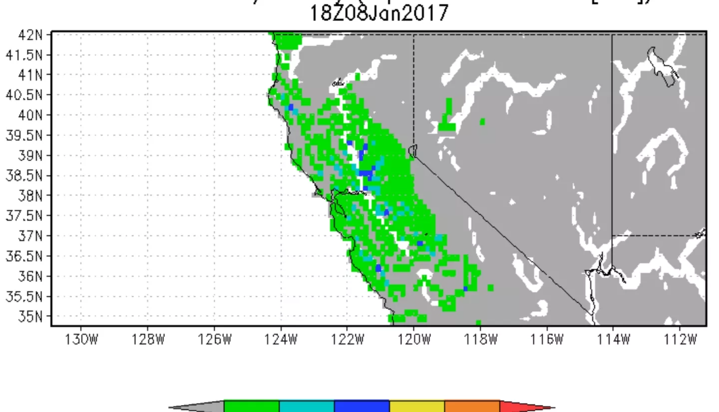 GFMS flood detection map from January 8th 2017