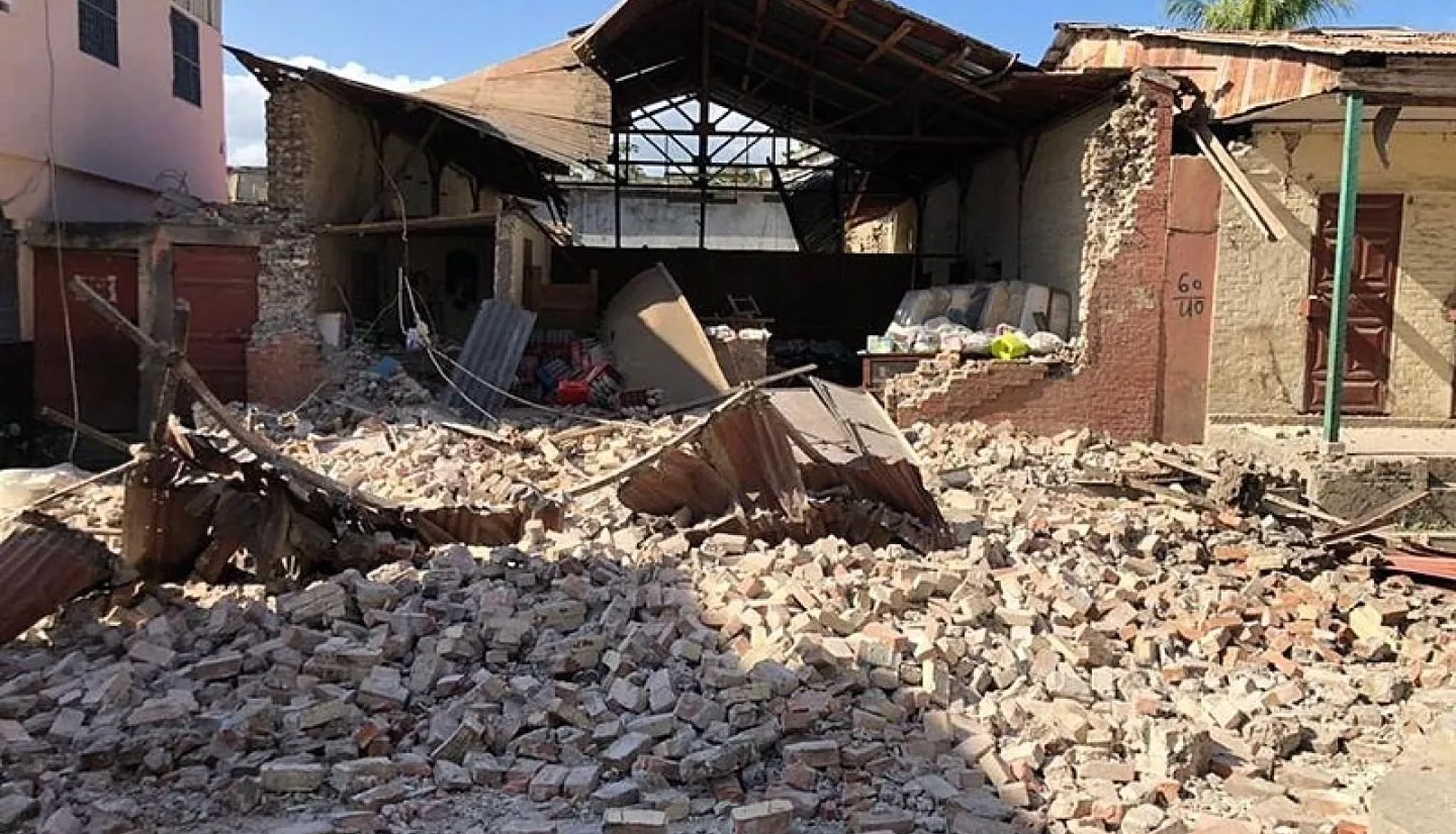 On Aug. 14, a magnitude 7.2 earthquake struck Haiti causing severe damage to the island’s southwestern coast. This image shows a destroyed building within the commune of Jérémie immediately following the event. Credits: United States Agency for International Development’s (USAID) Bureau for Humanitarian Assistance 