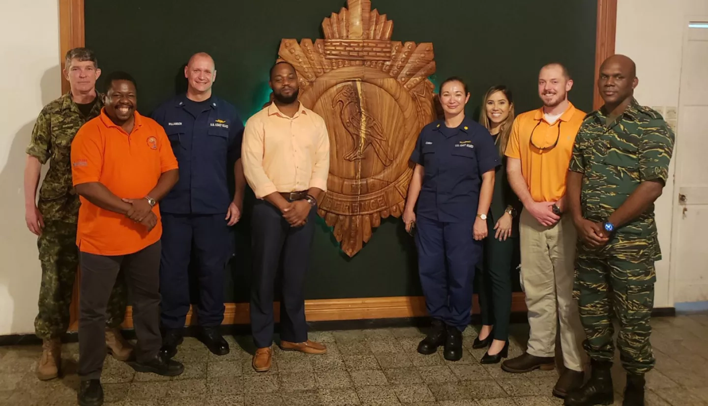 Participants in the Tradewinds 2020 Mid Planning Conference, including NASA Disasters Program HQ Emergency Management Coordinator Brady Helms (second from right). Credit: NASA