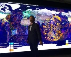 Hydrologist John D. Bolten in front of just one of NASA's many Earth science data sets