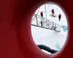 Research scientists taking part in NASA's ICESCAPE on the sea ice in the Chukchi Sea off the north coast of Alaska