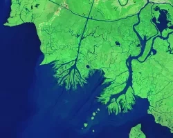 Landsat 5 and Landsat 7 image of the Mississippi River delta plain