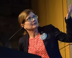 Capacity Building Program Manager for NASA's Applied Sciences Program (Earth Science Division) Nancy Searby speaks during the 2018 Annual Earth Science Applications Showcase