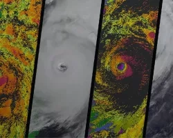 NASA Terra spacecraft acquired this sequence of images and cloud-top height observations for Hurricane Wilma as it progressed across the Caribbean in October 2005.