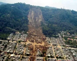 The January 2001 earthquake-induced slide that demolished much of the Las Colinas neighborhood of Santa Tecla, a suburb of San Salvador, the capital of El Salvador.