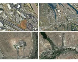 Aerial imagery in four tiles to show environmental conditions around prisons.